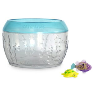 Catstages Meow-smerizing Fish Bowl for Cats with Two Water Cat Toys, Blue
